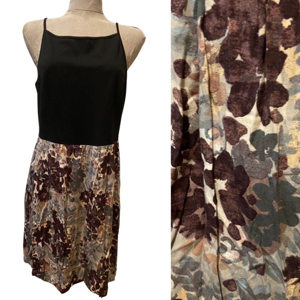 Ann Taylor Loft black and brown sleeveless dress sz 12